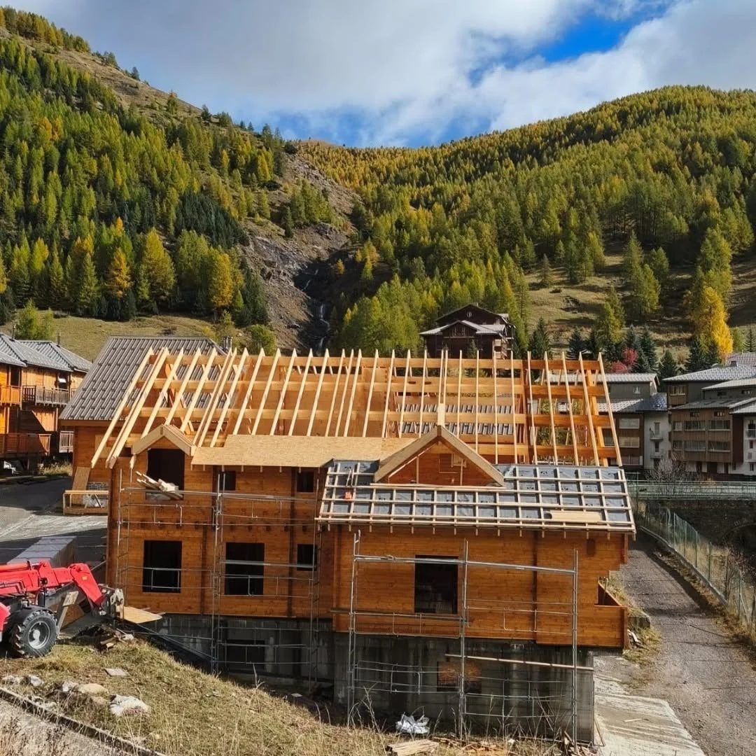 Log House structure prepared through coordinated production engineering
