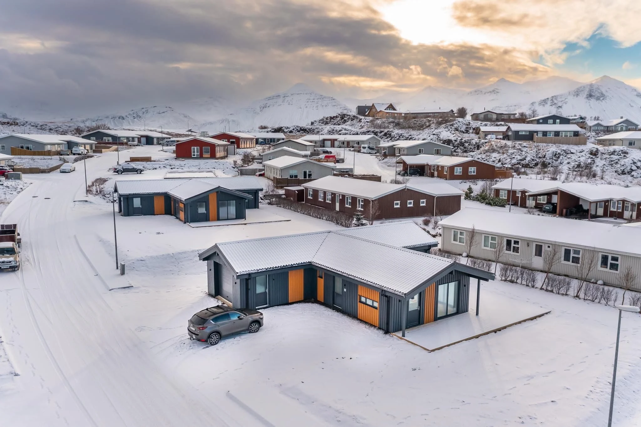 Completed three-house timber-frame project in Iceland