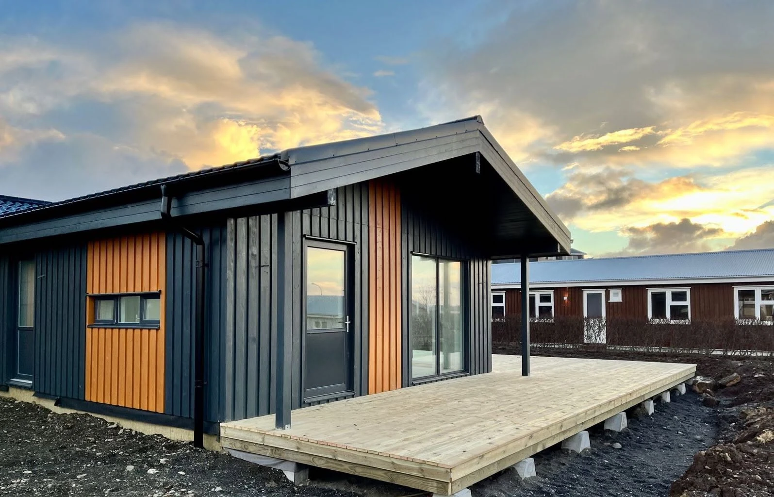 Completed insulated timber-frame house in Iceland