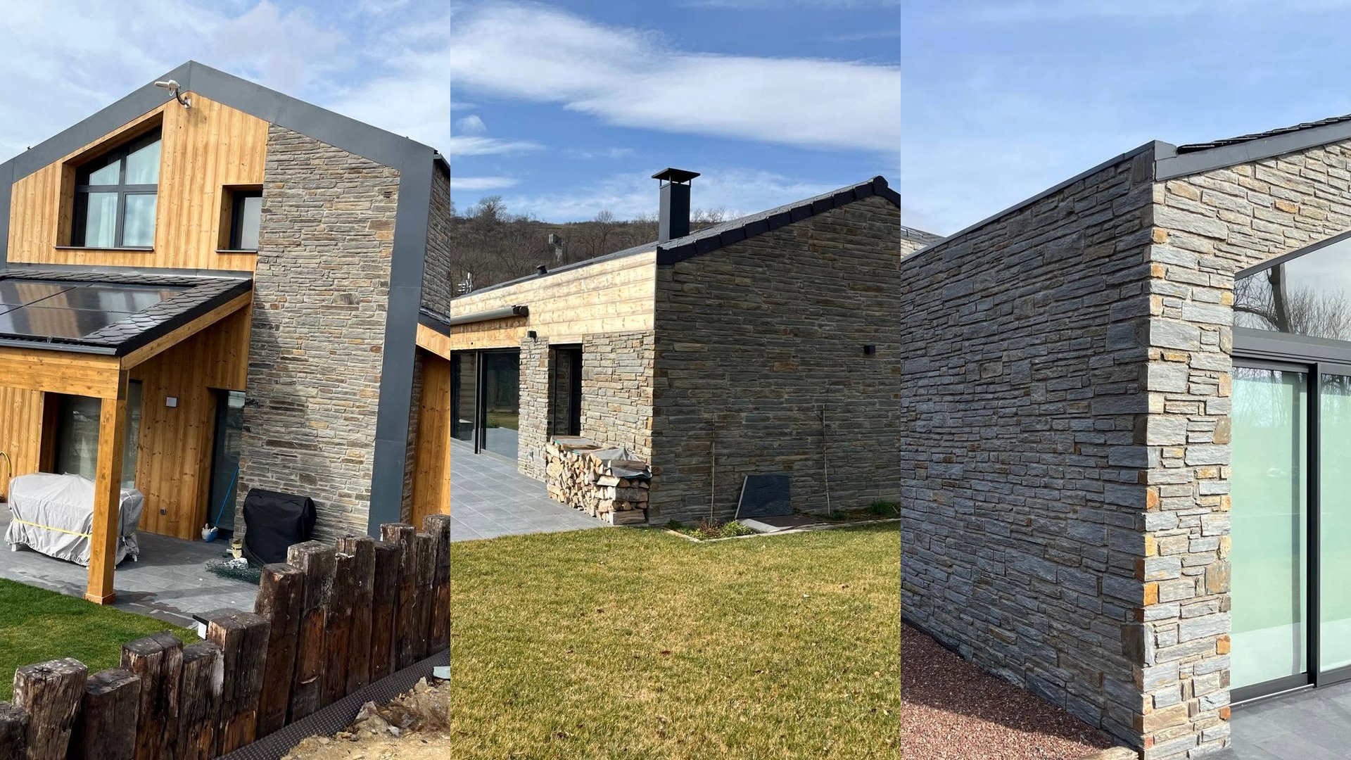 Three separate timber frame residences in the Sunlit Series