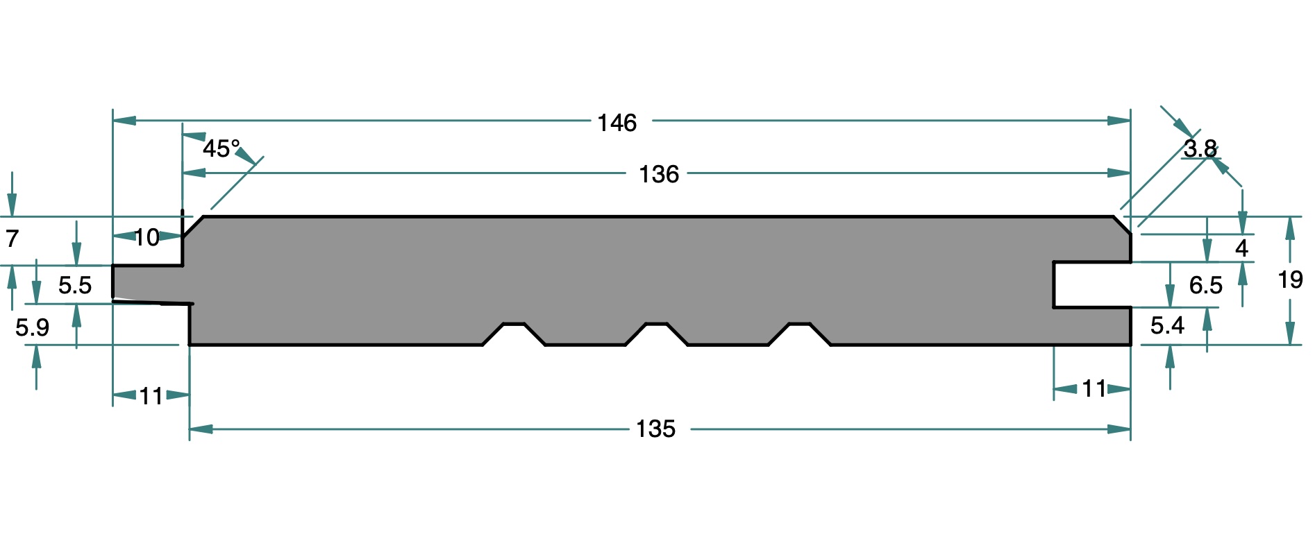 Timber Cladding Profile 19X146MM